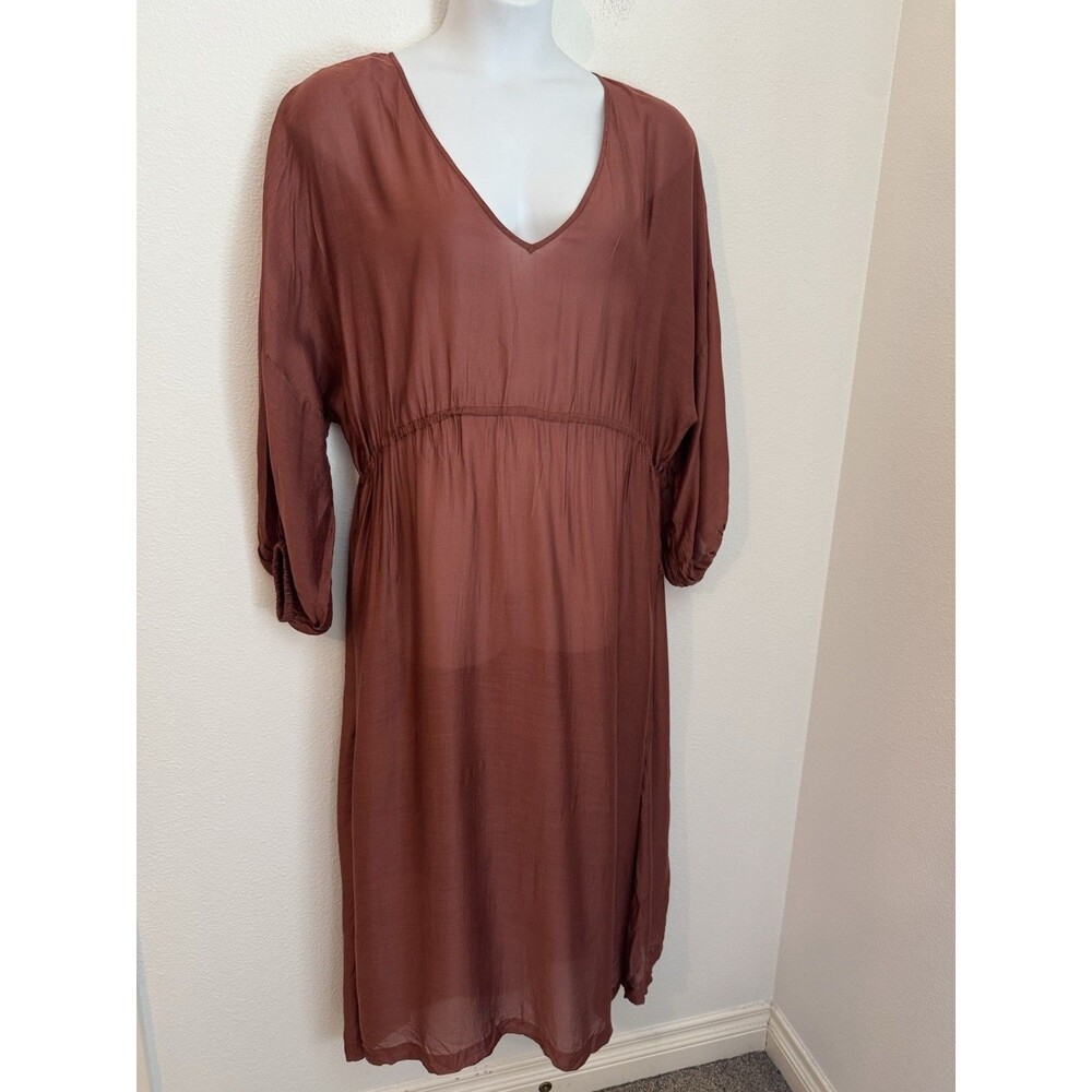 Polo Ralph Lauren  Dress Maxi Viscose Semi Sheer Copper Boho Coverup S Oversized